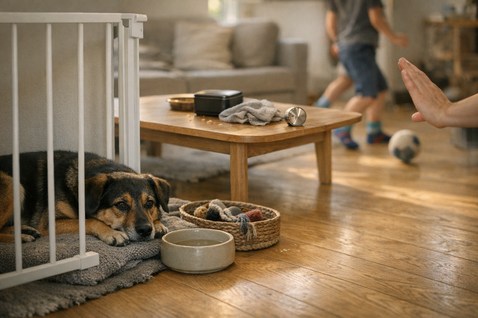 Børn i fuld fart, hund i baggear: min hjemmeplan der skaber ro (og forebygger knurren)