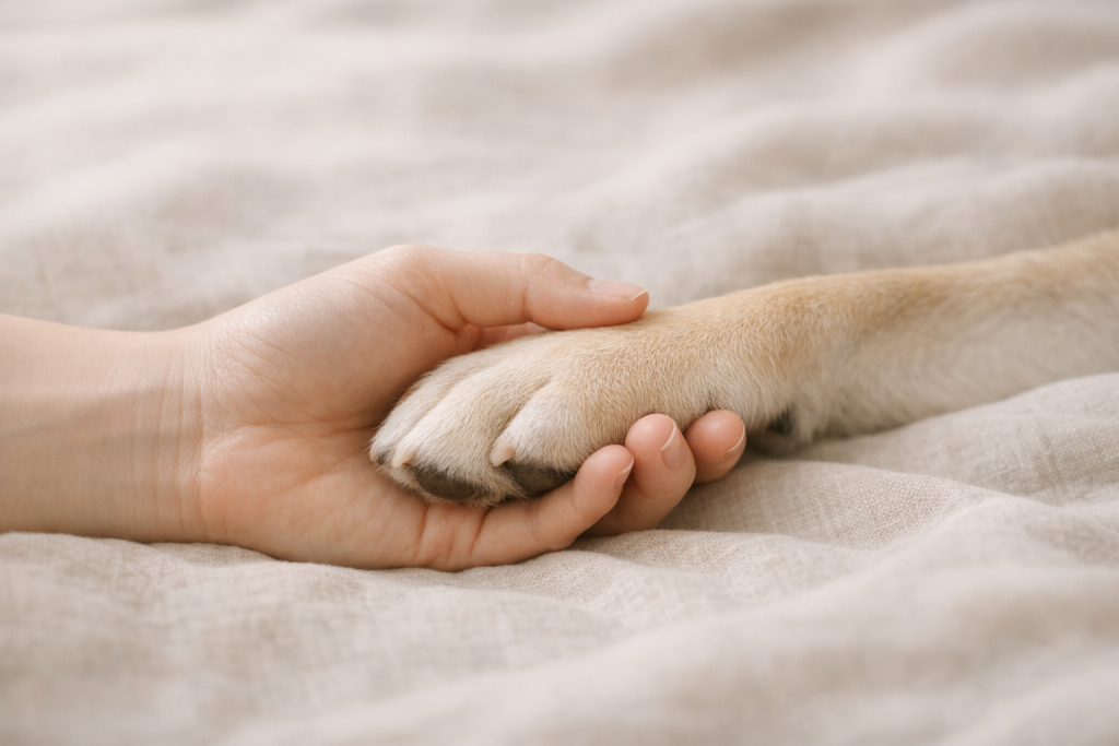 [light] Til mission/værdier: et symbolsk billede af relationen mellem hund og menneske, enkelt og følelsesnært.