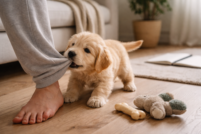 Hvalp bider i hænder og tøj? Min 14-dages stopplan uden skældud