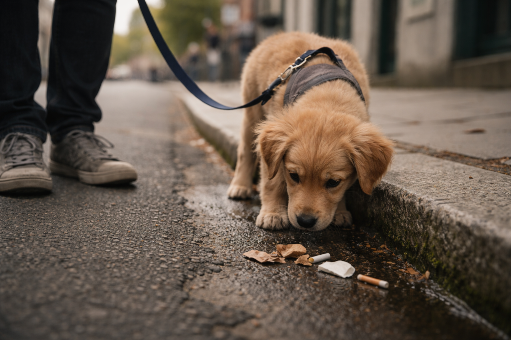 Da jeg stod med hvalpen nede i rendestenen - min gåtursplan mod “støvsugeren”